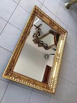 Prachtvoller Biedermeier Ochsenaugen Spiegel Rahmen um 1845 23k vergoldet A1625