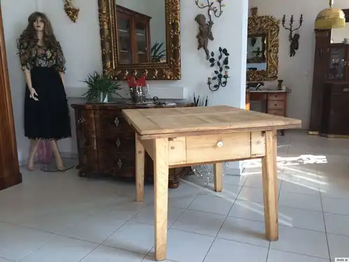 Originaler Naturholz Bauerntisch Massivholz Landhaustisch Auszug Tisch A1082