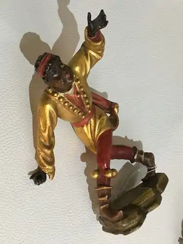 A1789 Moriskentänzer "Mohr" Holz geschnitzt & farbig/gold gefasst Grödnertal