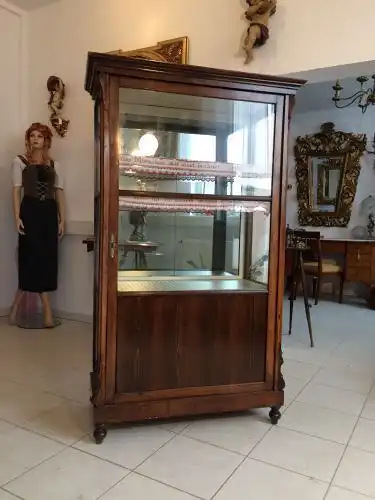 W1284 alte Biedermeier Vitrine Traumexemplar Kiefer gebeizt