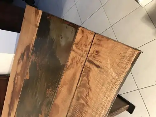 Riesiger schwerer Designertisch Tafeltisch Eisen Massivholz Antikholz