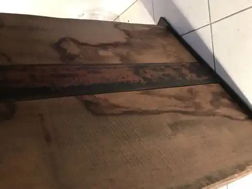 Riesiger schwerer Designertisch Tafeltisch Eisen Massivholz Antikholz