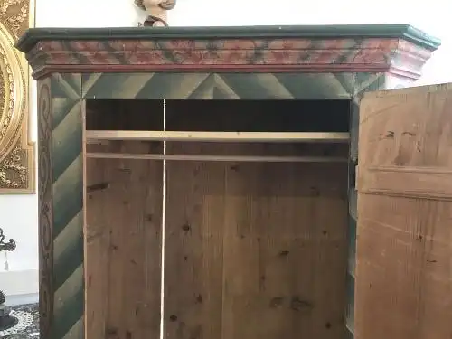 W1453 originaler Biedermeier Schrank Bauernschrank handbemalt Bauernmöbel Antik