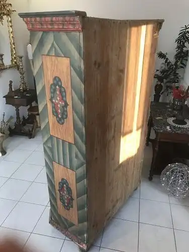 W1453 originaler Biedermeier Schrank Bauernschrank handbemalt Bauernmöbel Antik