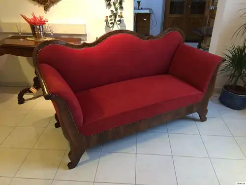 Originales Biedermeier Sofa Diwan Samtbezug Couch Chaiselongue Liege Nr. 8709
