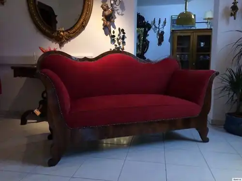 Originales Biedermeier Sofa Diwan Samtbezug Couch Chaiselongue Liege Nr. 8709