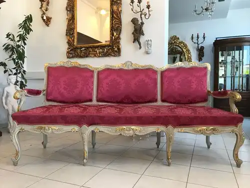 Prächtiges Sofa Couch Diwan Barockstil Seidenbezug Gold W1860