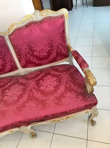 Prächtiges Sofa Couch Diwan Barockstil Seidenbezug Gold W1860