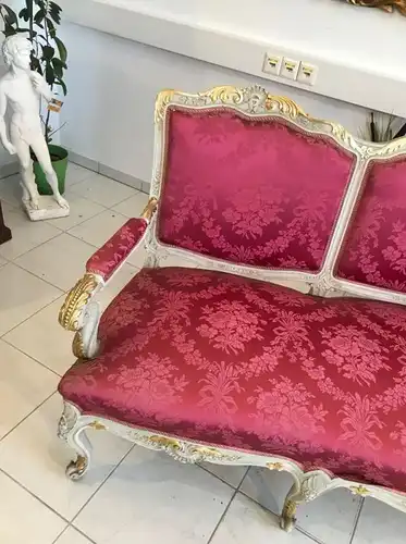 Prächtiges Sofa Couch Diwan Barockstil Seidenbezug Gold W1860