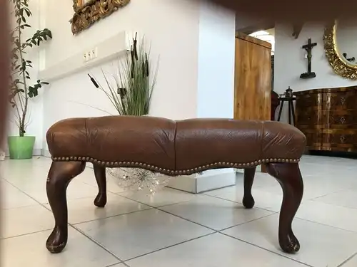 Chesterfield Hocker Schemel Braun Fußbank W1978