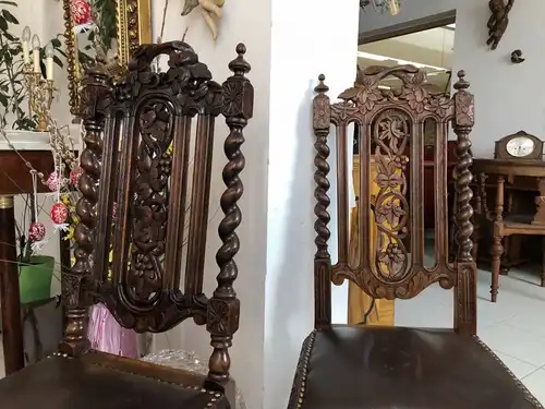 Originale 10 Ritterstühle Säulenstühle Sessel Historismis X1339