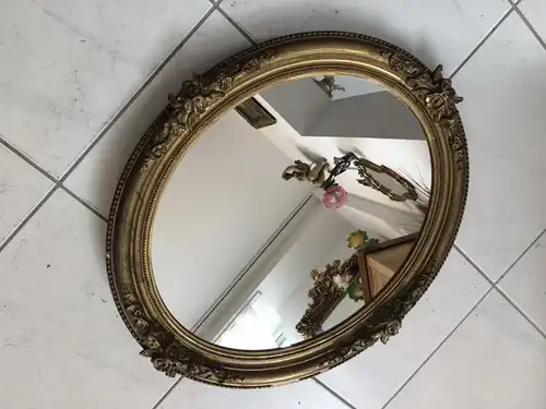 Ovaler  Biedermeier Spiegel Holzspiegel original X1608