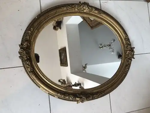 Ovaler  Biedermeier Spiegel Holzspiegel original X1608