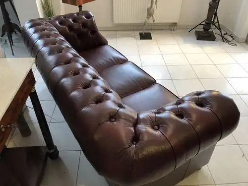 Chesterfield 3er Clubsofa Diwan Couch Oxblood Antik Rotbraun -X1175