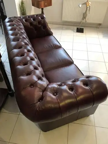 Chesterfield 3er Clubsofa Diwan Couch Oxblood Antik Rotbraun -X1175