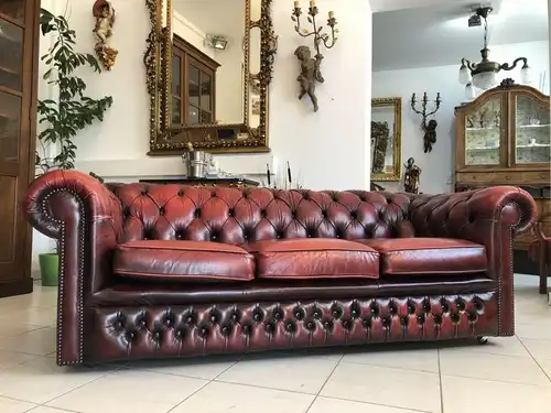Chesterfield Clubsofa Diwan Couch Oxblood Antik Rot Oxblood - X1784