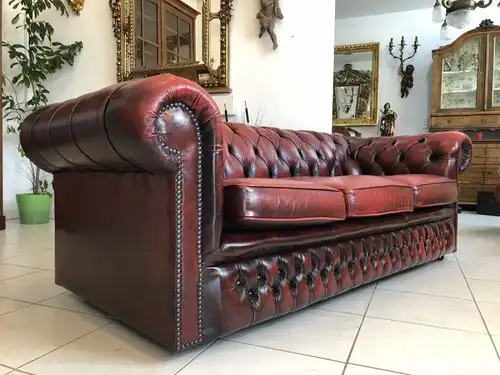 Chesterfield Clubsofa Diwan Couch Oxblood Antik Rot Oxblood - X1784