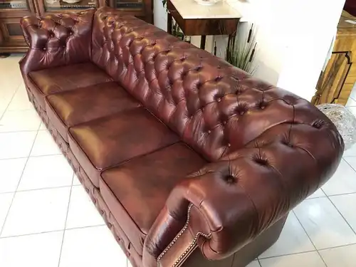 Chesterfield Clubsofa Diwan Couch Oxblood Antik Rot- X1173