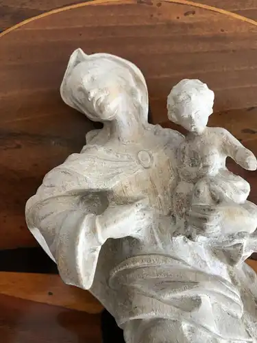 Barock Stil Skulptur Heiligenfigur Madonna mit Jesuskind handgeschnitzt gehöhlt