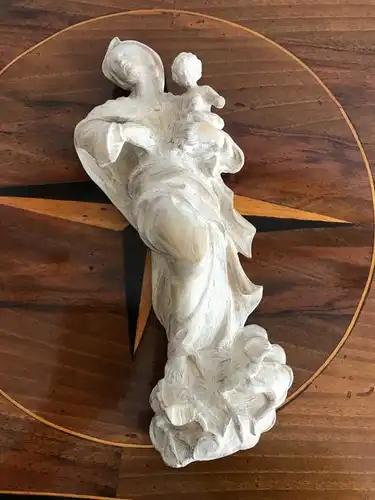 Barock Stil Skulptur Heiligenfigur Madonna mit Jesuskind handgeschnitzt gehöhlt