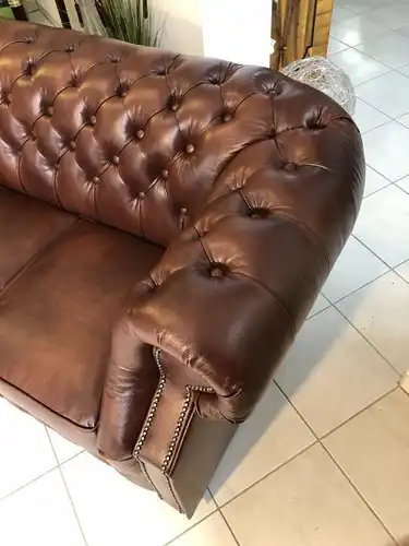 Chesterfield Clubsofa Windsor Couch Antik Rotbraun - X1174