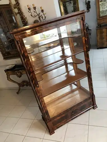 Originale Biedermeier Vitrine Bücherschrank Säulenvitrine Nussholz X1604