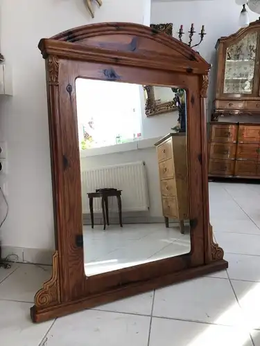 Hübscher alter Zirbenholz Wandspiegel Spiegel Dekospiegel X1479