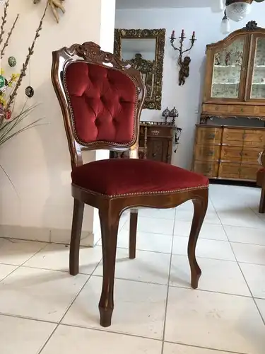 Zierlicher Sessel Stuhl Samtbezug Barockstil Barock X1424