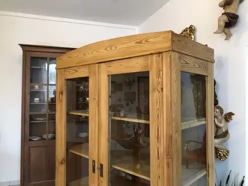 Jugendstil Vitrine Sammlervitrine Vitrinenschrank Naturholz X2532