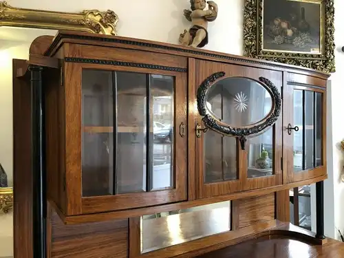 Prächtige Art Deco Bücherschrank Vitrine Anrichte Z1353