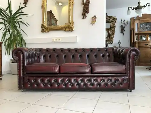 Chesterfield 3er Clubsofa Diwan Couch Oxblood Z1476