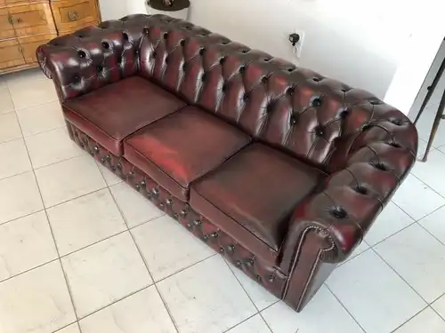 Chesterfield 3er Clubsofa Diwan Couch Oxblood Z1476