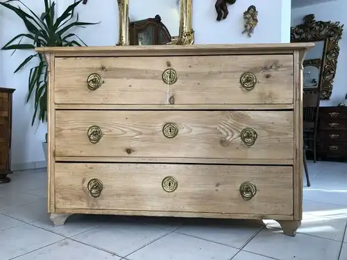 Originale 3 Laden Kommode Biedermeier Fichtenholz Z1404