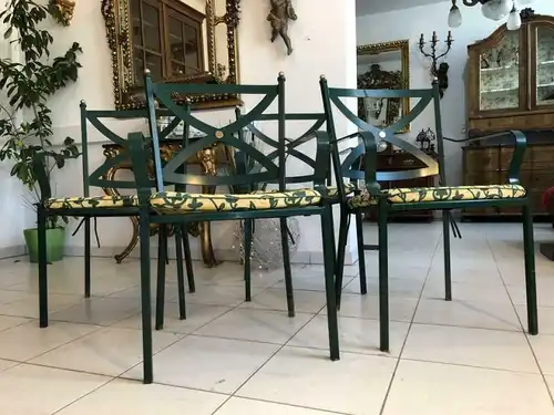 4er Set hübsche & stabile Gartensessel Metallstühle mit Auflage X1684