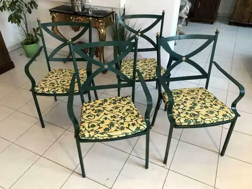 4er Set hübsche & stabile Gartensessel Metallstühle mit Auflage X1684