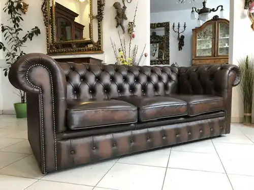 Chesterfield Clubsofa Diwan Couch Antikbraun Zigarrenbraun X1460