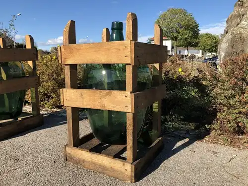 Alte Glasflasche Weinballon, Gärballon, Schnapsflasche X2438