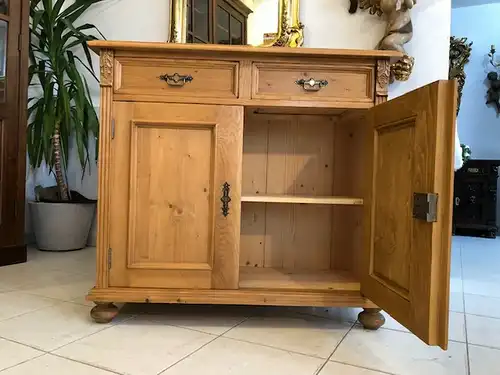 Bäuerliche Anrichte Sideboard Kommode Naturholz X2691