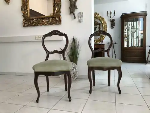 Hübscher Biedermeier Sessel Nussholz Stühle W1865