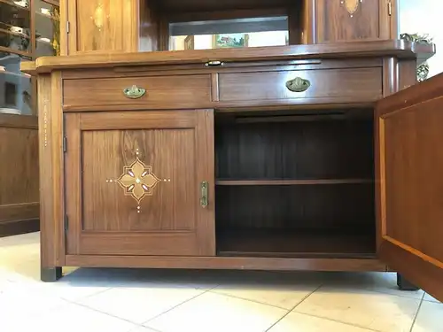 Vitrine Bücherschrank Jugendstil Aufsatzbuffet Original X2758