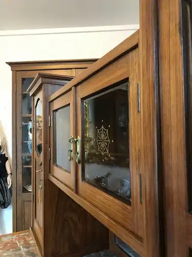 Vitrine Bücherschrank Jugendstil Aufsatzbuffet Original X2758