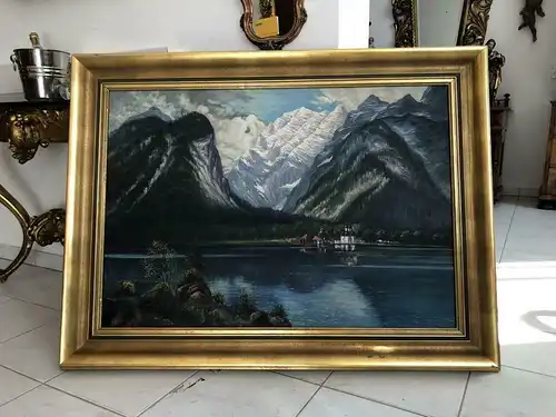 Voralpenlandschaft "Blick auf Königssee & St. Bartholomä" sig. Fähndrich 1927 X1