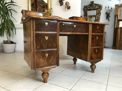 Originaler Spätbiedermeier Schreibtisch Sekretär Nussholz Z1789