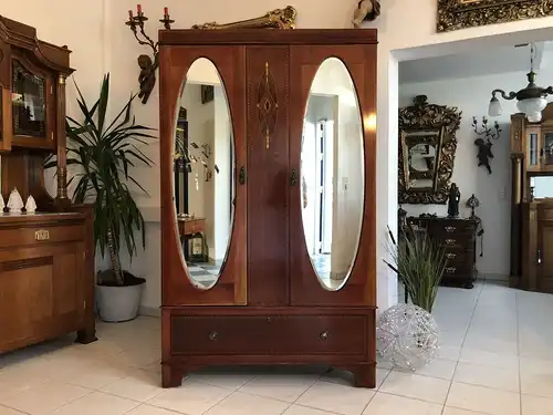 Jugendstil Vitrine Spiegelschrank Kasten Garderobenschrank Z1739