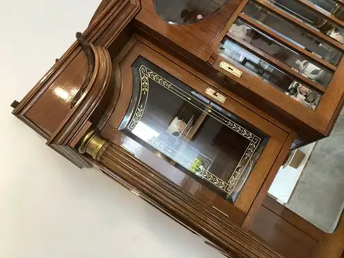 Restaurierte Jugendstil Säulenanrichte Aufsatzbuffet Vitrine Z1625