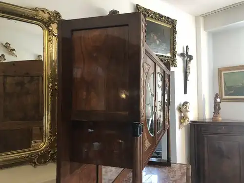 Restaurierte Jugendstil Säulenanrichte Aufsatzbuffet Vitrine Z1705