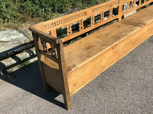 Urige alte originale  Truhenbank Küchenbank Bauernmöbel 353cm Heu1002