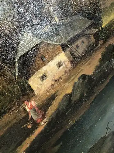 Großes Landschaftsbild Künstler Pauli Öl auf Leinwand Mitte 19 Jhdt. Z2027