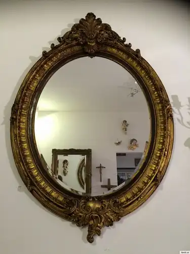 Vergoldeter ovaler Florentiner Spiegel Krone Spiegel Traumstück Nr.8667