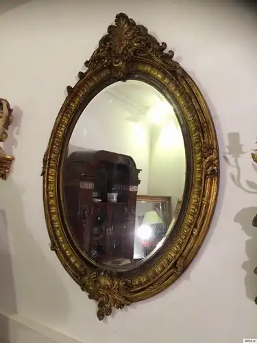 Vergoldeter ovaler Florentiner Spiegel Krone Spiegel Traumstück Nr.8667